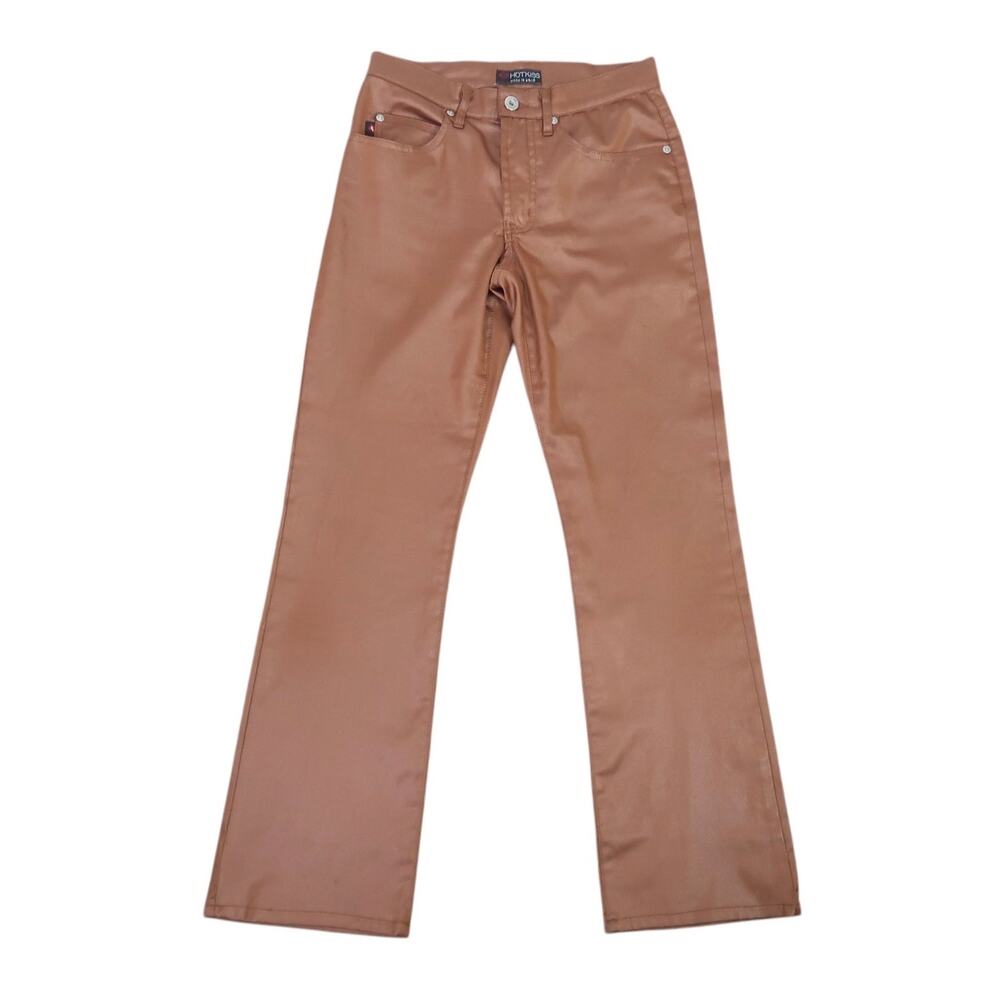 Vintage 90s Hot Kiss shiny brown straight leg jeans pants 3